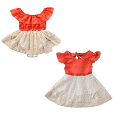 Vestido elegante de princesa Moana Polinesia para bebés y niñas, disfraz de la Semana del Libro de retazos de encaje a juego para hermanas