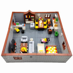 Bloques de construcción de Casa de ciudad para niños y niñas, juguete de ladrillos MOC para regalo, dormitorio, sala de estar, modelo de muebles