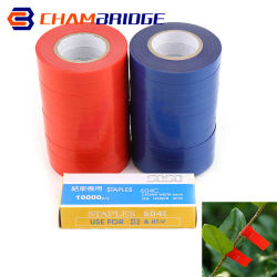 Cinta para atar ramas de plantas, herramientas de encuadernación manual con 1 caja de grapas para máquina atadora de jardín, tapintero de árboles frutales y verduras, 10/20 piezas
