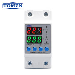 TOMZN Din Rail 110V 230V AC ajustable sobre bajo voltaje dispositivo protector relé Monitor límite de corriente 40A 63A 80A