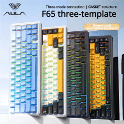 Teclado mecánico AULA F65 de tres modos, conexión inalámbrica/Bluetooth/con cable personalizada, tecla completa, intercambiable en caliente, para juegos de oficina y deportes
