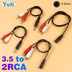 1 unidad de Cable de Audio y vídeo Aux a 2 RCA de 3,5mm, Cable divisor en Y estéreo, adaptador AV, Cable 2RCA para DVD, TV, VCR, PC, altavoz de teléfono