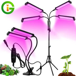 Luces de cultivo para plantas de interior con 5 niveles de intensidad, luces de espectro completo para cultivo en interiores con temporizador de 3/9/12 horas y luz LED regulable para todas las etapas
