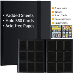 Carpeta para Tarjetas con 9 Bolsillos, Almacenamiento para 360 Tarjetas, Álbum Elegante de Carga Lateral para Colección de Tarjetas de Juego y Béisbol, Cuaderno para Tarjetas Coleccionables
