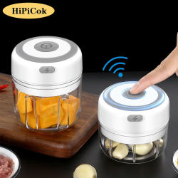 HiPiCok-Picadora de alimentos eléctrica, picadora de carne, trituradora de ajo, Mini prensa de ajo,
