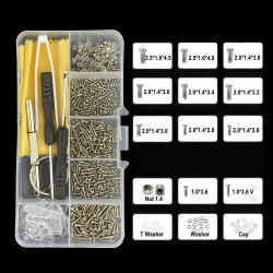 Kit de Reparación de Gafas y Lentes de Sol, 500 Piezas, con Tornillos, Almohadillas Nasales, Destornillador, Tuercas y Piezas Ópticas Variadas