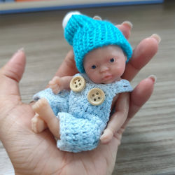 Muñecas Reborn para dormir, cuerpo completo de silicona para niño, bebés en miniatura de 4,5 pulgadas con ropa azul, accesorios para regalo de Navidad para niños