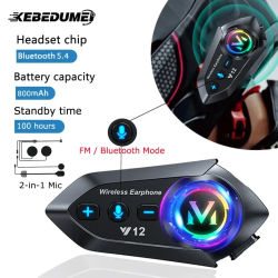 Auriculares Bluetooth para Casco de Motocicleta de 800 mAh, Resistentes al Agua, con Asistente de Voz, Manos Libres, Inalámbricos