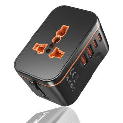 Cargador de viaje 5 en 1, adaptador de viaje universal todo en uno mundial, dos puertos de carga rápida PD20W + dos puertos QC3.0 para viajes, hogar