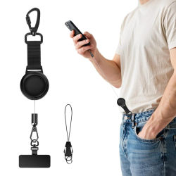 Cordón Antirrobo para Teléfono Móvil, Correa Retráctil de Alambre de Acero para Teléfono Móvil, con Mosquetón de Bloqueo, Gancho Metálico Giratorio de 360 Grados