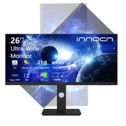 INNOCN Monitor de pantalla ultraancha de 26 pulgadas Computadora 21:9 2560 x 1080P 60Hz Tipo-C DisplayPort HDMI 2.0 Monitor de PC-26C1F-D