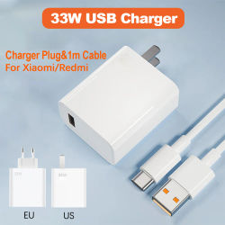 Cargador USB de 33W, adaptador de corriente para teléfono móvil de carga rápida para Xiaomi Huawei 6A, Cable USB tipo C QC 3,0, juego de cables de datos de cargador rápido