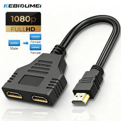 Cable divisor HDMI KEBIDUMEI, 1 conector macho a 2 conectores hembra, adaptador divisor en forma de Y, 4K, 3D, 1080P, para portátiles, televisores, monitores y HDTV.