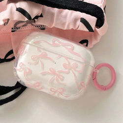 Funda con lazo rosa para Airpods Pro 2, Pro 3, Pro, funda protectora suave para auriculares inalámbricos Bluetooth para Airpods 1or2, 3, 4