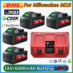 Para Milwaukee M18 6000mAh 18V Li-ion batería recargable M18B5-XC para Milwaukee 18V herramienta 6.0Ah batería de repuesto 6A cargador