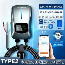 Cargador de Pared para Vehículos Eléctricos Witypower de 7KW con Inducción por Tarjeta RFID, Estación de Carga para Vehículos Eléctricos de 22KW, Terminal de Carga para Vehículos