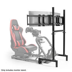 Soporte Triple para Monitores Minneer Sim Racing, Ajustable para Pantallas de 27-32 Pulgadas, Altura y Anchura Ajustables, Compatible con Cabina de Simulación de Carreras de Tubo Redondo
