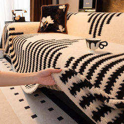 Toalla de sofá gruesa y cálida de lana con mechones de Jacquard, para sala de estar, ropa de cama, manta grande para relajarse, decoración de funda de sofá
