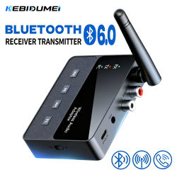 KEBIDUMEI-receptor y transmisor Bluetooth 6,0, adaptador de Audio inalámbrico estéreo de 3,5mm Aux R/L para amplificador de altavoz de coche
