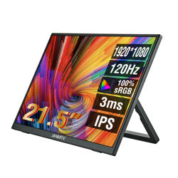 Monitor portátil Anmite de 21,5 pulgadas, 120Hz, RGB100%, con orificio VESA y soporte trasero, pantalla extendida para ordenador portátil, pantalla HDR ADS-IPS