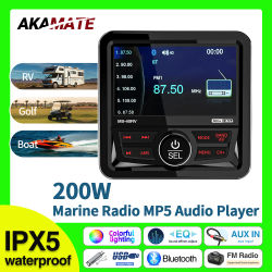  Para Radio RV, altavoz de Radio cuadrado estéreo marino para barco, antena FM AM, resistente al agua IPX5, reproductor Multimedia Bluetooth MP5