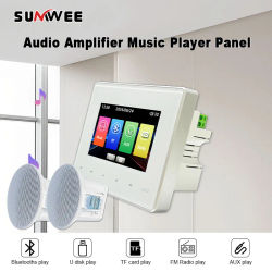 Audio para el hogar Panel de música de pared hotel 86 amplificador Bluetooth amplificador de pared AUX reproductor TF radio FM sonido sistema de altavoces de techo