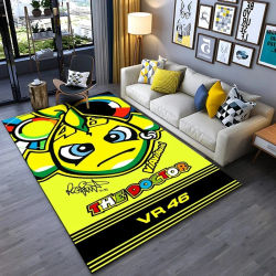 Alfombra negra con personaje de dibujos animados del Doctor, alfombra para sala de estar con letras coloridas y logotipo redondo número 46, decoración del hogar