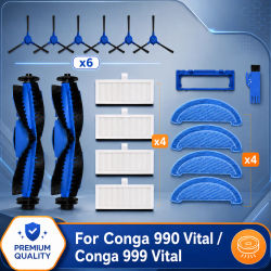 Repuesto para Cecotec Conga 990 Vital / Conga 999 Vital Robot repuestos de aspiradora Cepillo Lateral principal filtro Hepa trapo de fregona