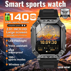 Reloj Inteligente LIGE para Hombre con Batería Integrada de 1400mAh, Linterna, Resistente al Agua IP68, Llamadas Bluetooth, Pantalla de 2.01'', Nuevo Modelo 2026