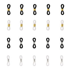 Extremos de cadena de gafas de 20 piezas, conectores de extremos de goma de resorte ajustable para soporte de gafas, cadena de collar, fabricación de joyas DIY
