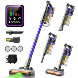Laresar X11-aspiradora inalámbrica de 550W, 55000PA de potencia de succión, aspiradora de mano inteligente para el hogar, taza de polvo, 60 minutos de tiempo de ejecución, Juego de 3 filtros de piezas