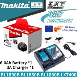 Batería Original Makita de 18V 6.0Ah con Cargador para Herramientas Eléctricas Makita de 18V DDF487 DTW700 GBA404 DUC150Z DHR183Z