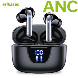 Auriculares Bluetooth ANC con cancelación activa de ruido, auriculares inalámbricos Bluetooth 5,3 TWS con pantalla LED para Android ios