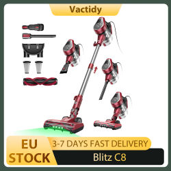 Aspiradora con cable Vactidy Blitz C8, motor turbo de 600W, succión de 60kPa, peso ligero de 1.7kg, depósito de polvo de 1.5L, cepillo en forma de V, cable de 7m