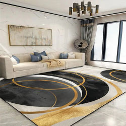 Alfombra geométrica dorada moderna para sala de estar, decoración de área grande, alfombras para el hogar para dormitorio, alfombra suave antideslizante para sofá de salón de 200x300
