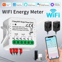 Tuya-medidor de energía inteligente Digital WiFi, 100-240V, 80A, abrazadera de transformador de corriente, sistema Solar fotovoltaico, Monitor de consumo de producción de energía