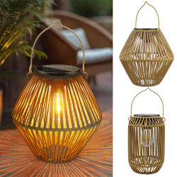Lámparas Solares de Mimbre para Exteriores, Luces Solares Colgantes Impermeables Estilo Boho para Jardín, Patio, Terraza, Iluminación Decorativa