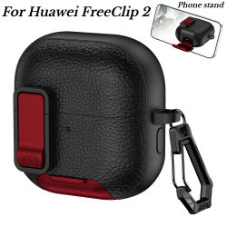 Funda con soporte para teléfono para Huawei FreeClip 2, funda protectora anticaída para auriculares Bluetooth Huawei Free Clip 2
