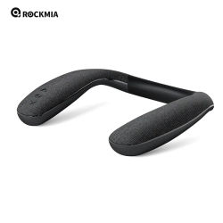 Marca Rockmia, altavoz Bluetooth con banda para el cuello, EBS-908 gris, 6w, BT 5,0, boom estéreo inalámbrico para juego de trabajo en casa, caminar y andar en bicicleta
