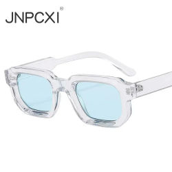 JNPCXI, gafas de sol cuadradas azules a la moda para mujeres y hombres, gafas de sol Retro de diseñador de lujo con lentes transparentes, gafas de sol UV400