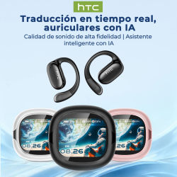 Auriculares Inalámbricos HTC NE58 Bluetooth con Pantalla Táctil LED, Traducción IA, Sonido HiFi, Llamadas HD, Conducción Ósea