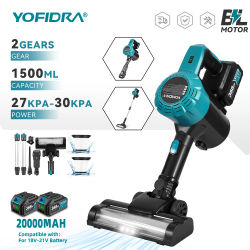 YOFIDRA-aspiradora eléctrica sin escobillas, herramienta de limpieza del hogar de succión potente inalámbrica de 1800W para Pin de batería Makita de 18V