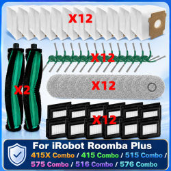 Compatible con (iRobot Roomba Plus 415X Combo/ 415 combo/ 515 Combo/ 575 Combo/ 516 Combo/ 576 Combo) Piezas cepillo principal cepillo lateral filtro paño de mopa bolsa para polvo accesorios
