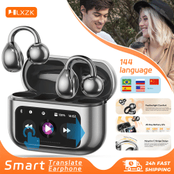 Auriculares Inalámbricos con Clip para la Oreja, Pantalla Táctil, Traducción en Tiempo Real con IA en 144 Idiomas, Auriculares Inteligentes con Bluetooth 5.4