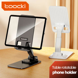 Toocki soporte para teléfono ajustable giratorio de 360 grados diseño de almacenamiento plegable antideslizante soporte de teléfono de Metal para todos los teléfonos Phablet