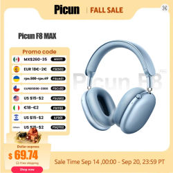 Auriculares Inalámbricos Picun F8MAX ANC con Cancelación Activa de Ruido Híbrida de 56dB, Audio Espacial, Bluetooth 6.0, Auriculares de Diadema, 65H