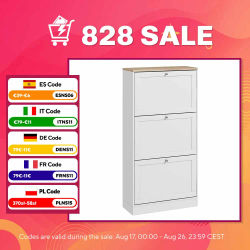 HOMCOM Mueble Zapatero de Recibidor con 3 Cajones Abatibles 60x23,5x115cm Blanco