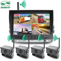 GreenYi-cámara de grabación DVR de respaldo inalámbrica Digital AHD de 9 pulgadas y Kit de Monitor AHD de 4 canales para camión/remolque/autobús/pickups/remolque