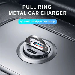 66/100/200W PD QC anillo de tracción cargador de coche de carga rápida USB C adaptador de cargador de teléfono de coche para IPhone Xiaomi Samsung Huawei