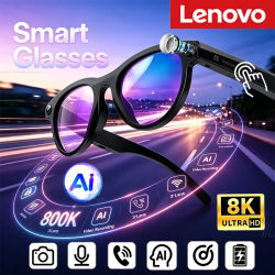 Gafas Inteligentes Lenovo 8K HD con IA 2027, Traducción en Tiempo Real, Cámara Dual de 1600W, Llamadas Bluetooth, Grabación de Audio y Video, Reproducción de Música, Gafas de Sol